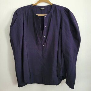 Express puff shoulder button down shirt Navy size women M